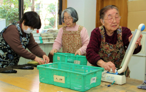 Retired people working in the community in Japan
