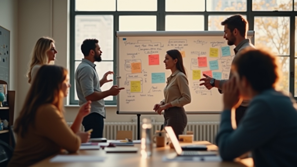 Professionals in een werksessie die klantmotivaties analyseren met het Jobs-to-be-Done framework