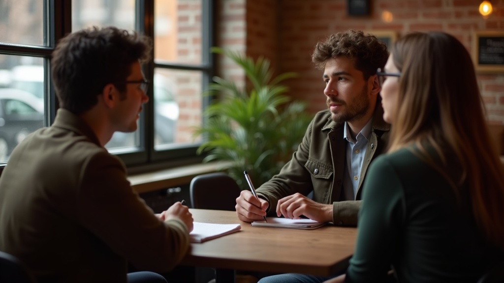 Researcher in conversation with a customer in a real-world setting - behavioural research that goes beyond surveys