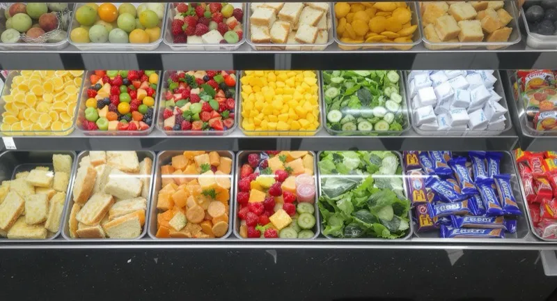 Kantinedisplay met gezonde voeding op ooghoogte: een klassiek voorbeeld van keuzearchitectuur en nudging