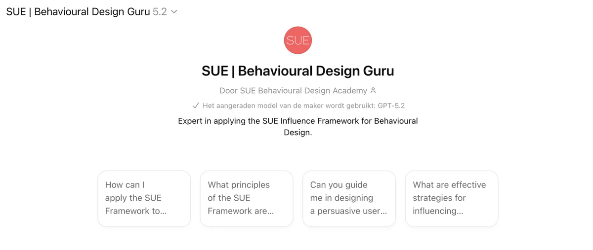 SUE Behavioural Design AI Mentor